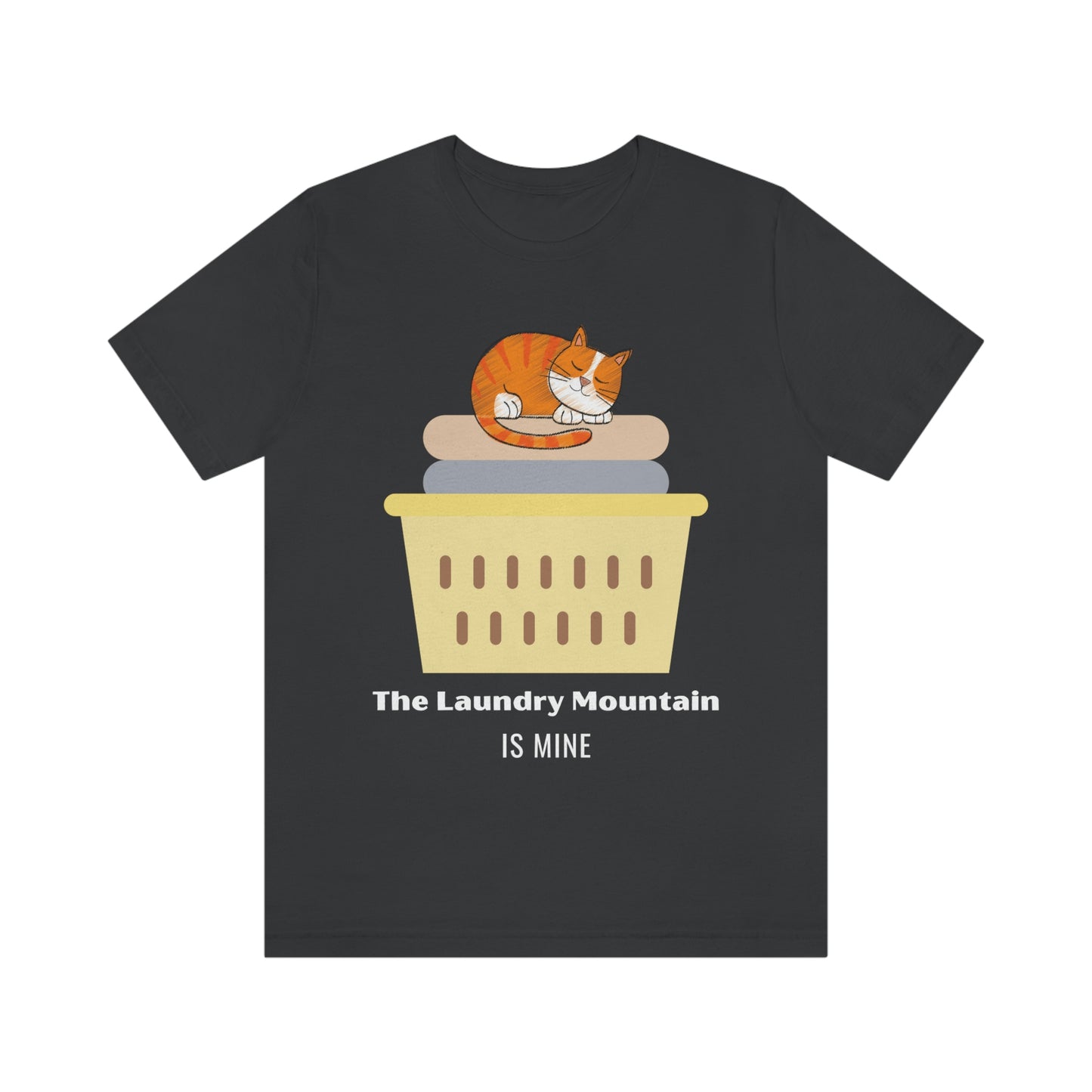 Ginger Orange Tabby Cat on Laundry - The Laundry Mountain is Mine Funny T-shirt - Unisex Jersey Short Sleeve Tee