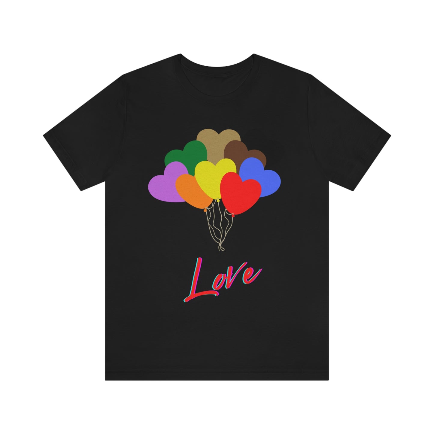 Love Rainbow Heart Balloons - Unisex Jersey Short Sleeve Tee