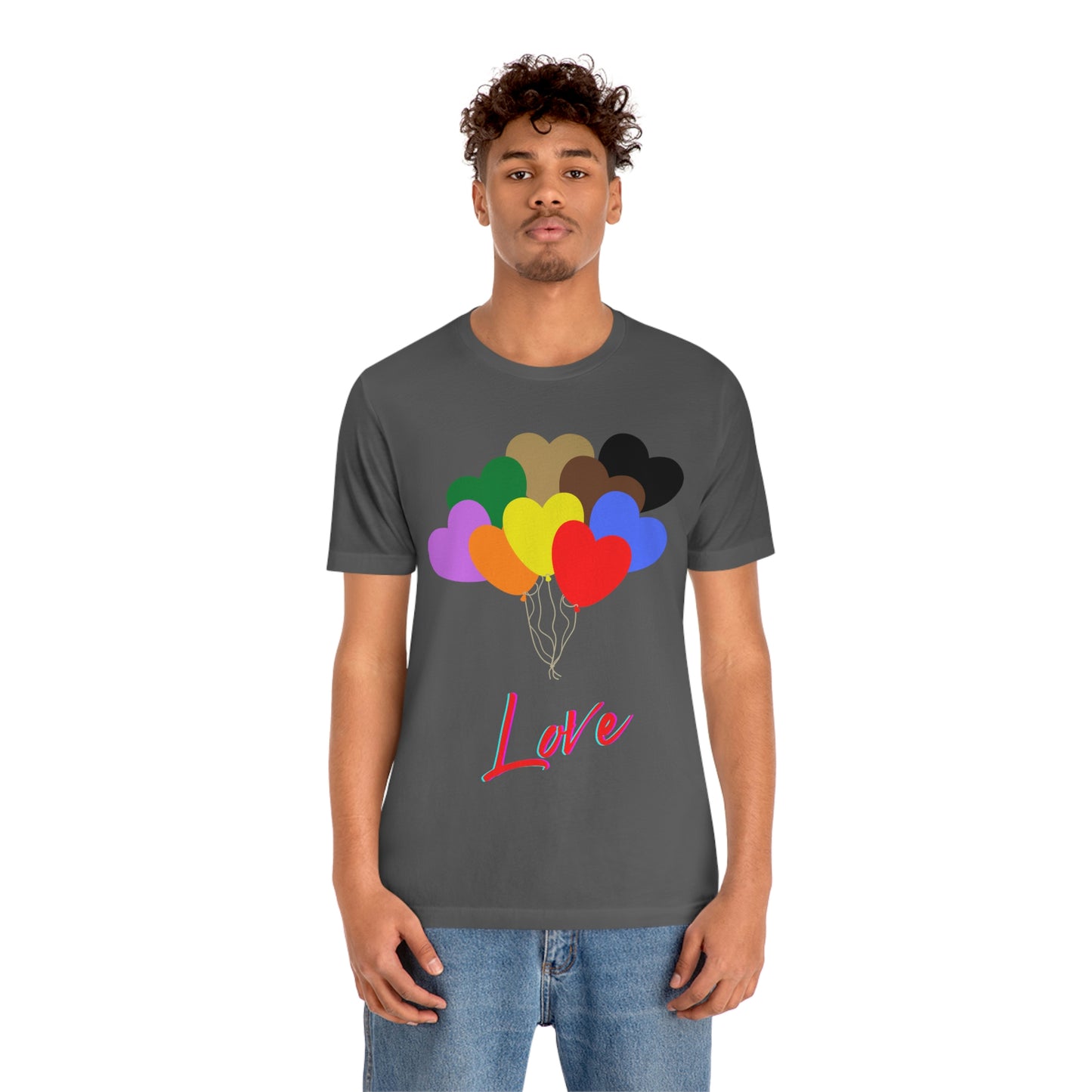 Love Rainbow Heart Balloons - Unisex Jersey Short Sleeve Tee