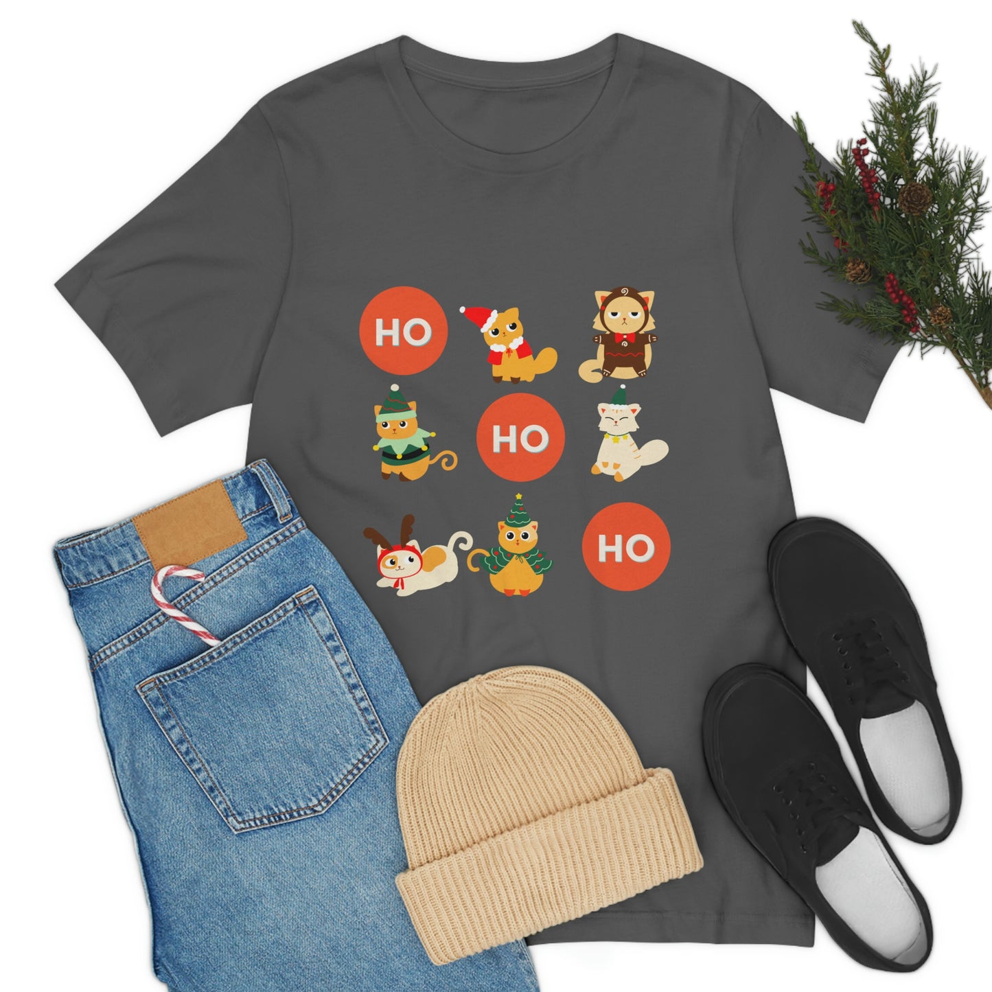 Christmas Kitties - Ho-Ho-Ho Holiday Cat T-shirt - Unisex Jersey Short Sleeve Tee