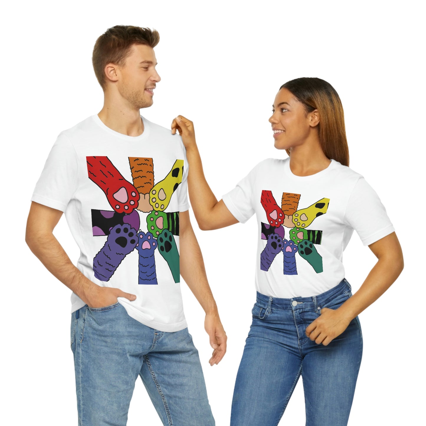 Rainbow Cat Paws T-shirt, Pride and Unity Tee - Unisex Jersey Short Sleeve Tee