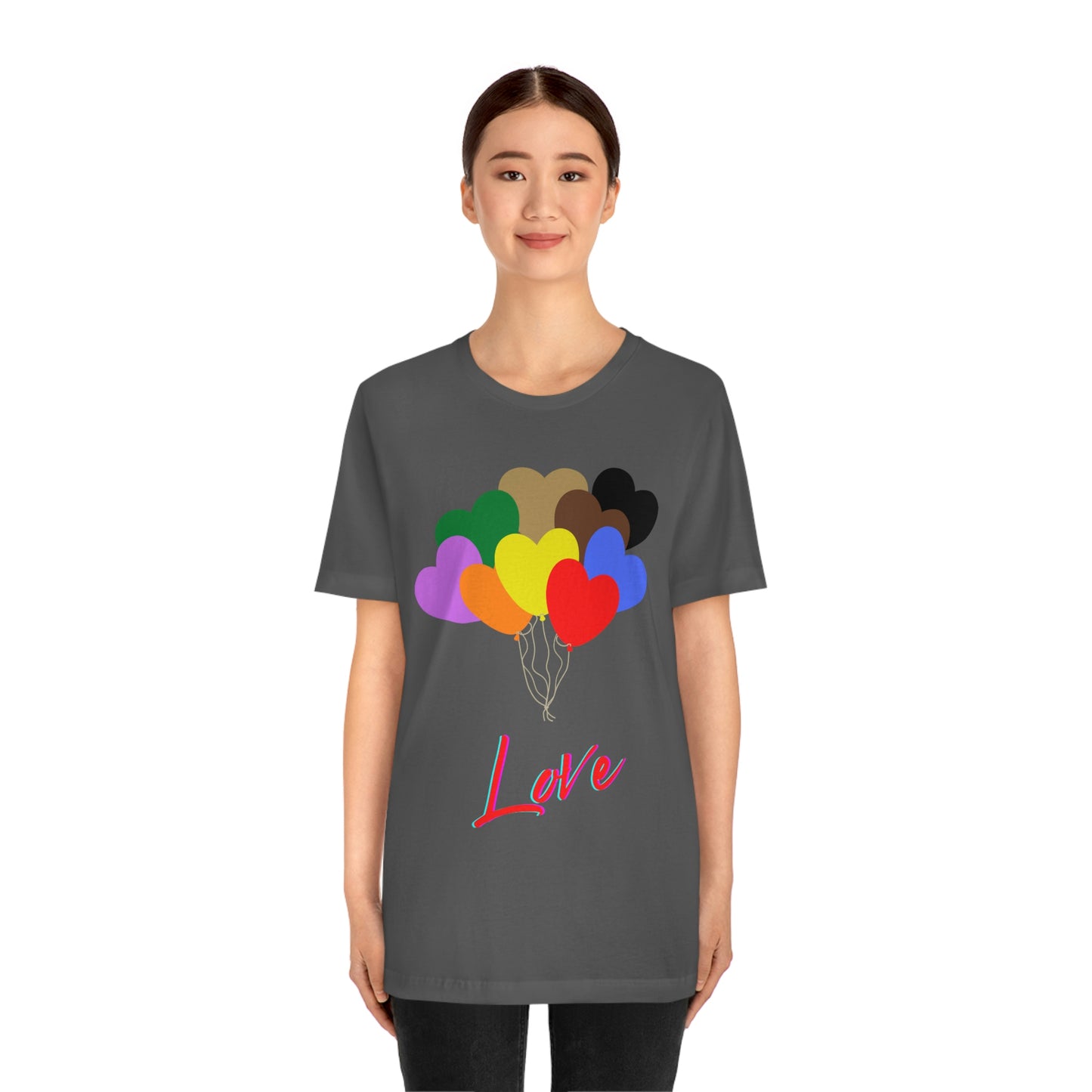 Love Rainbow Heart Balloons - Unisex Jersey Short Sleeve Tee