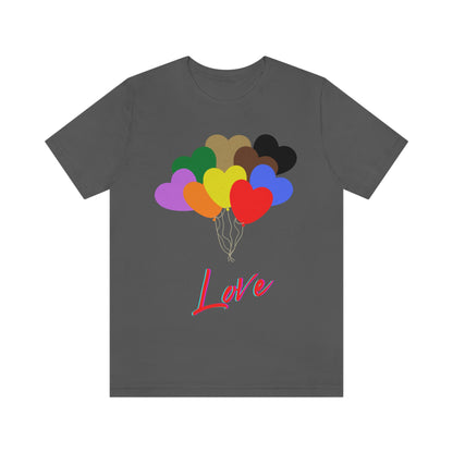 Love Rainbow Heart Balloons - Unisex Jersey Short Sleeve Tee