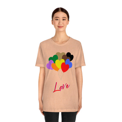 Love Rainbow Heart Balloons - Unisex Jersey Short Sleeve Tee