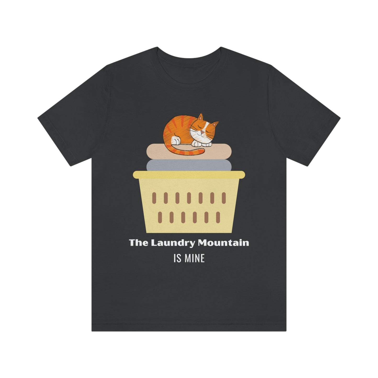 Ginger Orange Tabby Cat on Laundry - The Laundry Mountain is Mine Funny T-shirt - Unisex Jersey Short Sleeve Tee