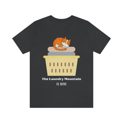 Ginger Orange Tabby Cat on Laundry - The Laundry Mountain is Mine Funny T-shirt - Unisex Jersey Short Sleeve Tee