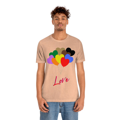 Love Rainbow Heart Balloons - Unisex Jersey Short Sleeve Tee