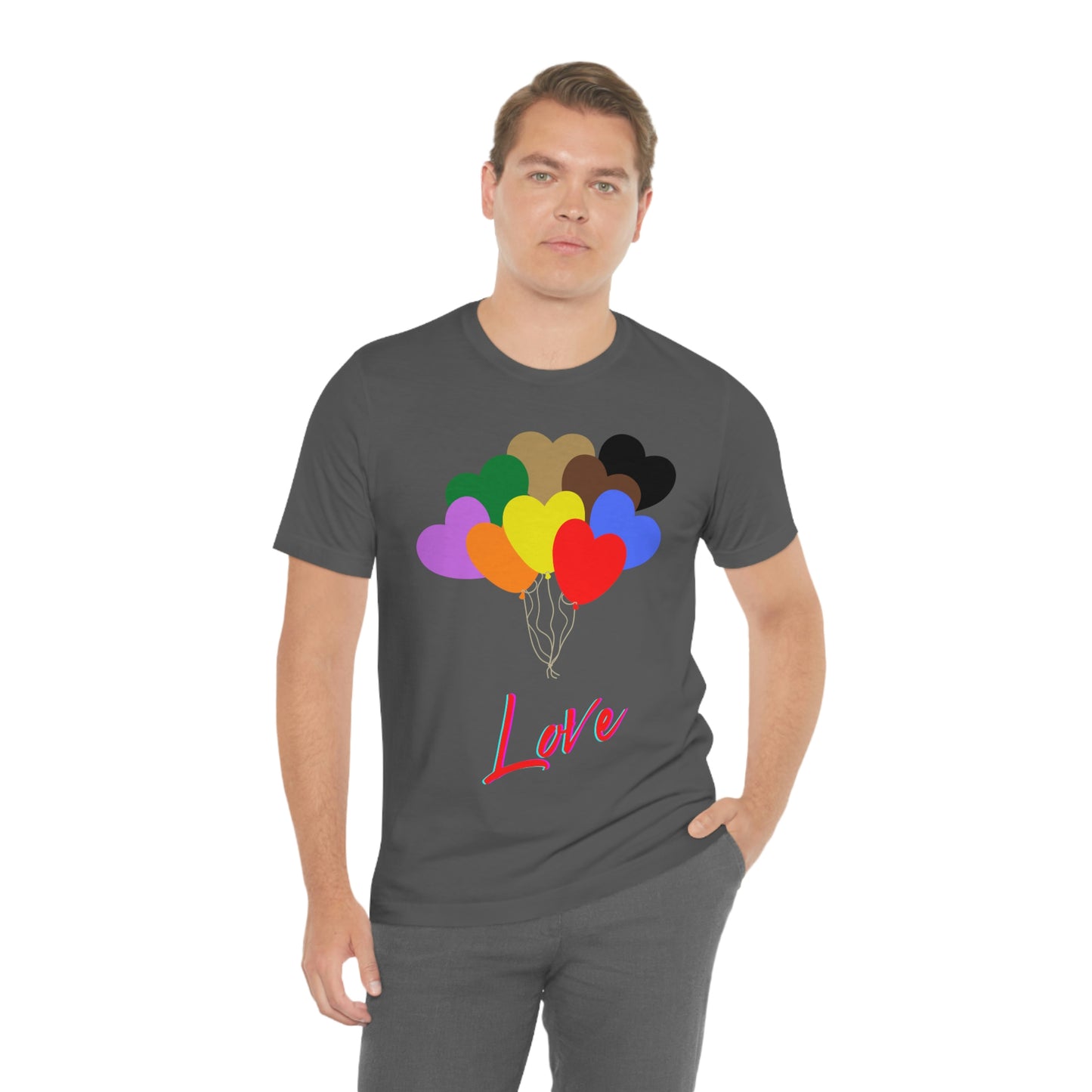 Love Rainbow Heart Balloons - Unisex Jersey Short Sleeve Tee