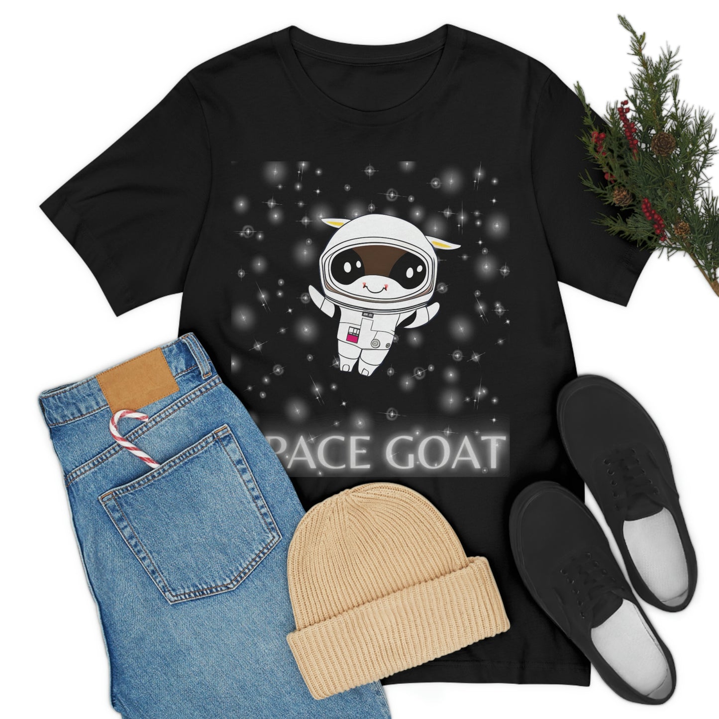 Space Goat T-shirt, Funny Goat in Space, Astronaut Goat Unisex Jersey Short Sleeve Tee