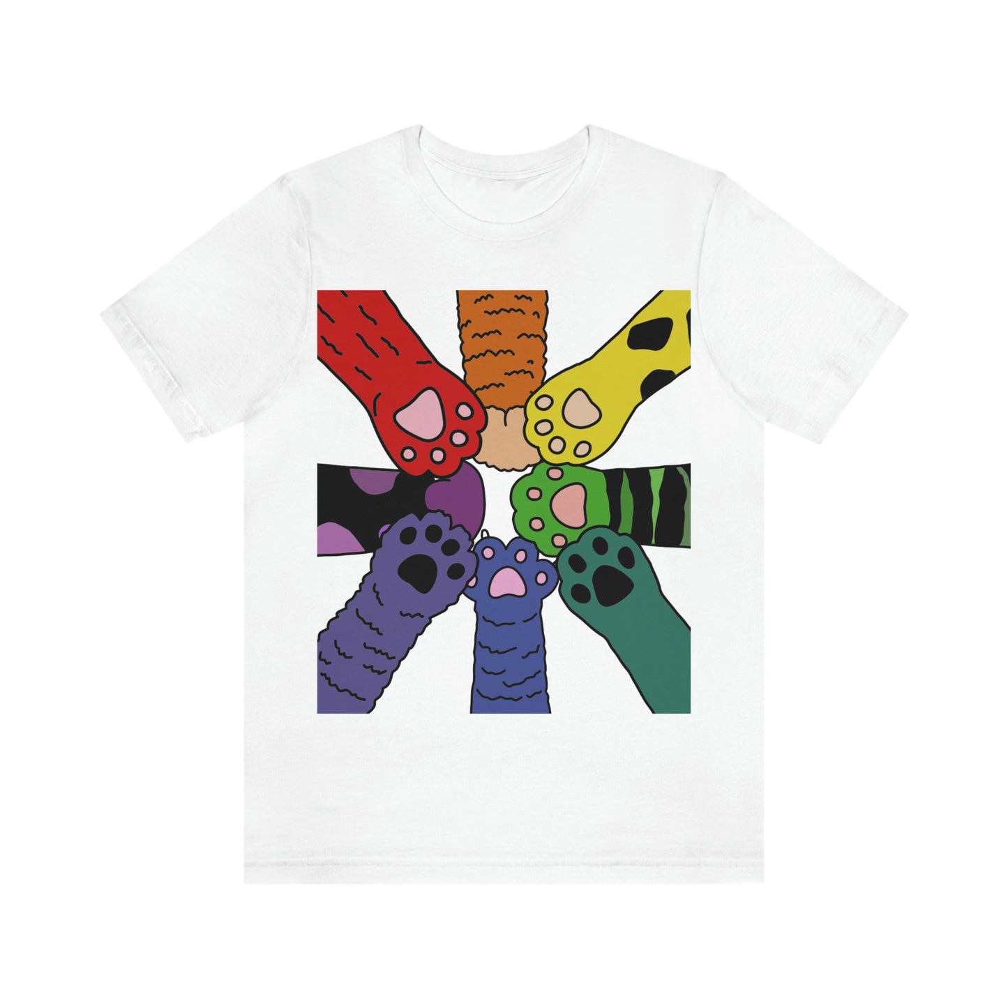 Rainbow Cat Paws T-shirt, Pride and Unity Tee - Unisex Jersey Short Sleeve Tee