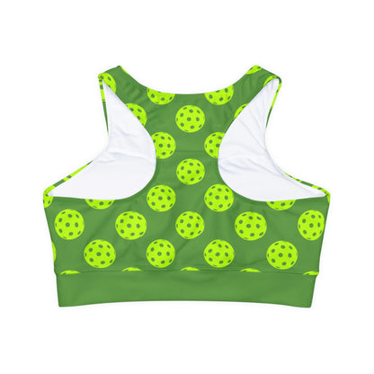 Pickleball Sports Bra, Cropped Tank, Fully Lined, Padded Sports Bra, Green