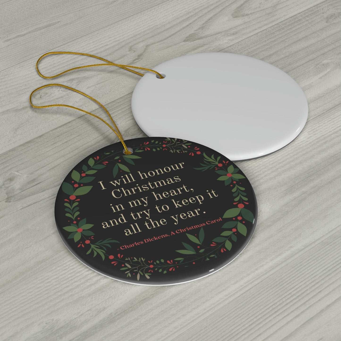 Christmas Ornament with Charles Dickens A Christmas Carol Literary Quote