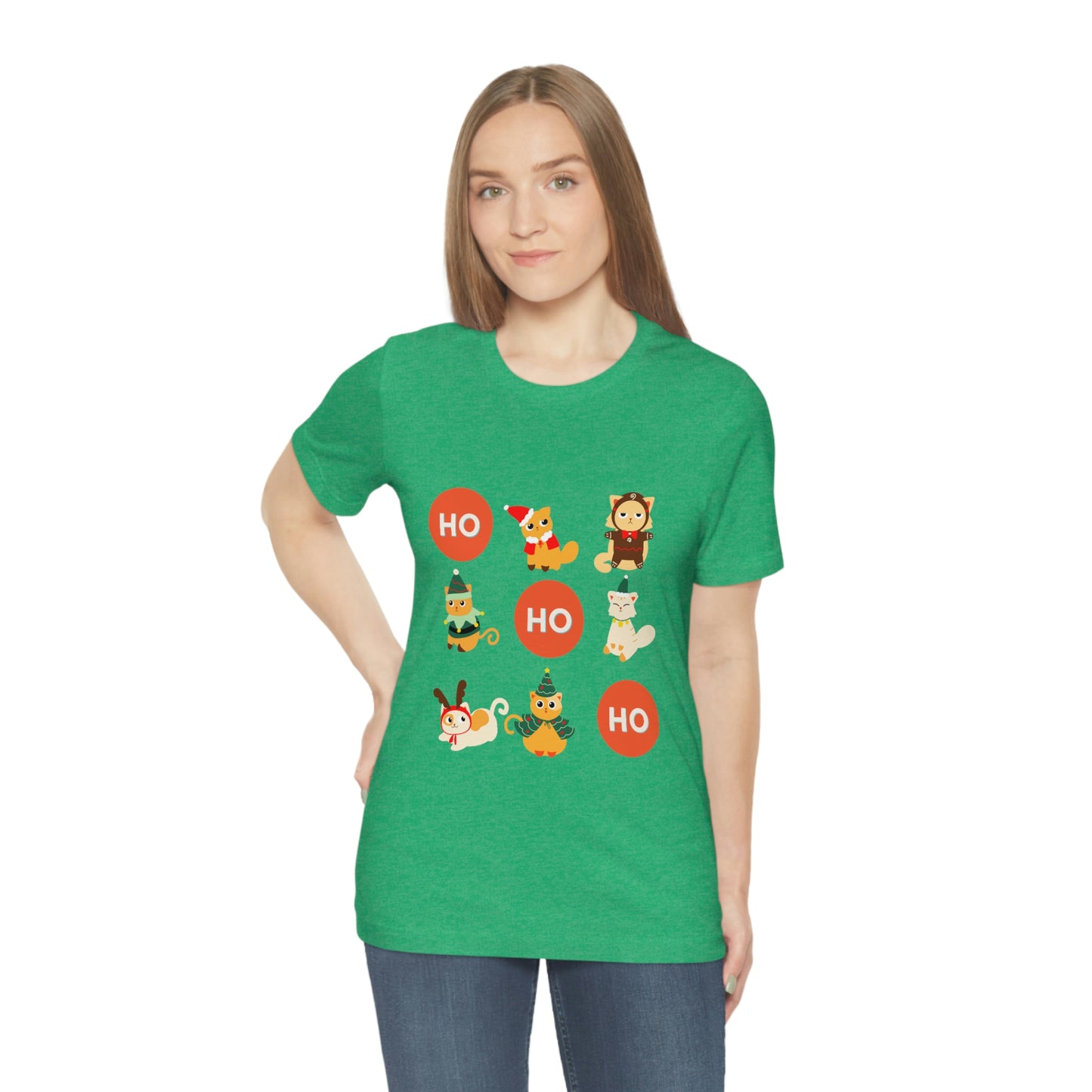 Christmas Kitties - Ho-Ho-Ho Holiday Cat T-shirt - Unisex Jersey Short Sleeve Tee