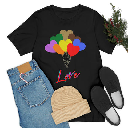 Love Rainbow Heart Balloons - Unisex Jersey Short Sleeve Tee