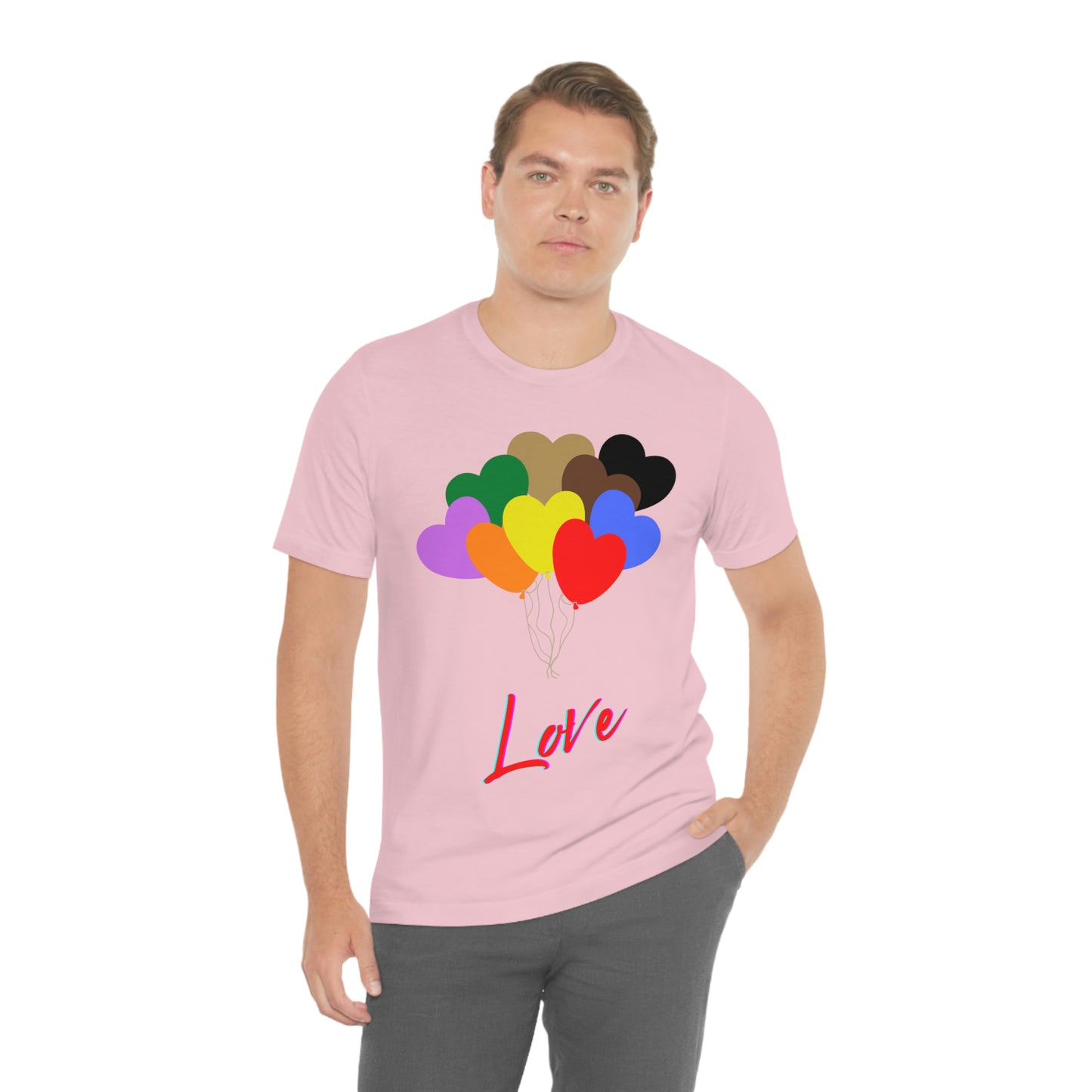 Love Rainbow Heart Balloons - Unisex Jersey Short Sleeve Tee