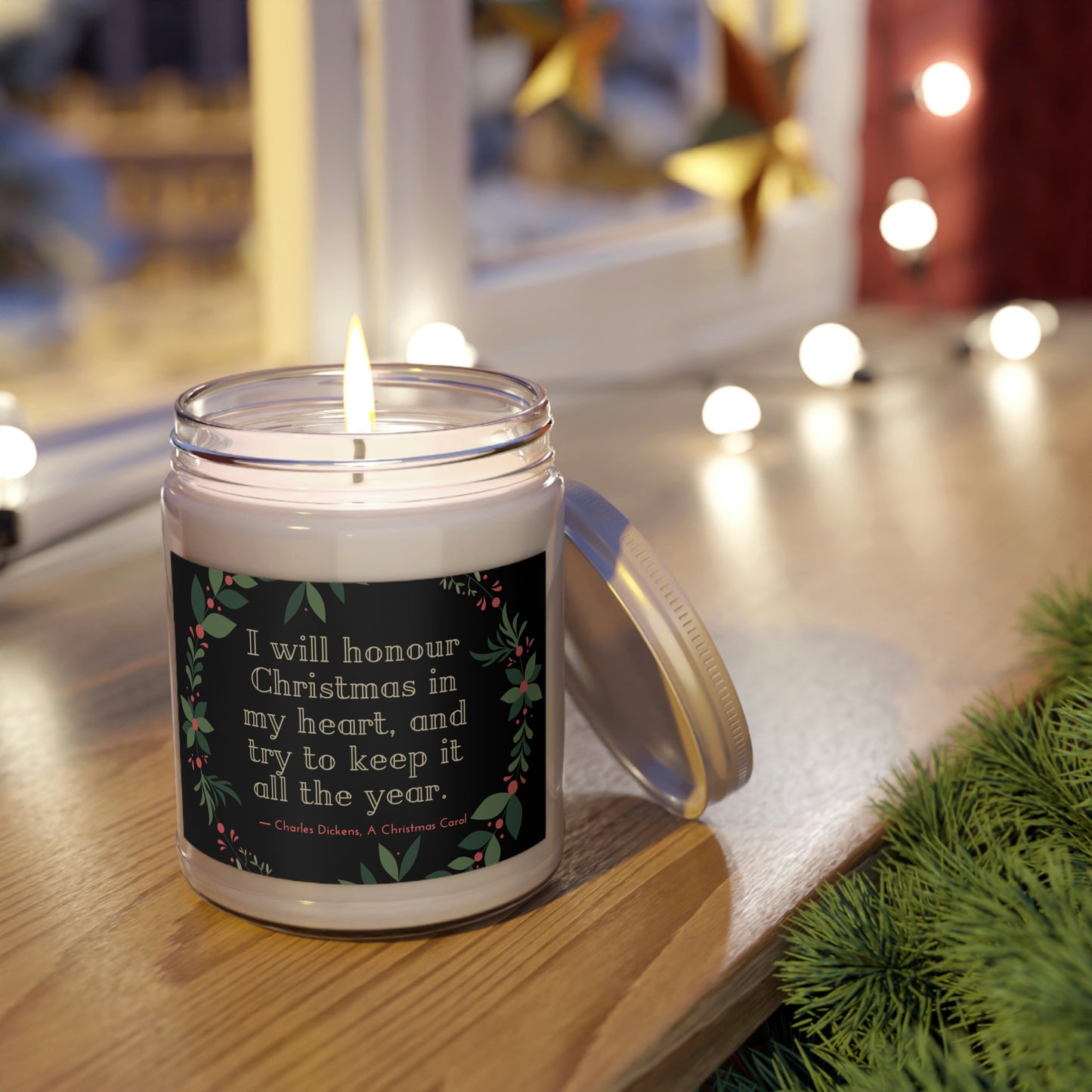 Christmas Candle with Charles Dickens A Christmas Carol Literary Quote - Scented Candle, 9oz