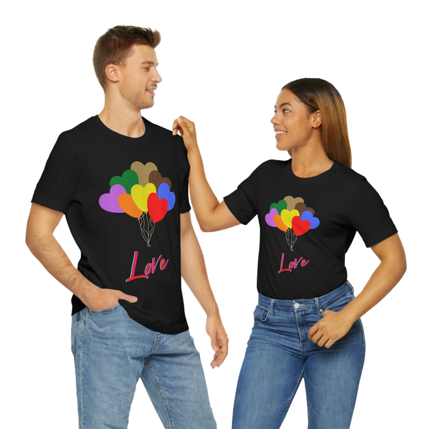 Love Rainbow Heart Balloons - Unisex Jersey Short Sleeve Tee