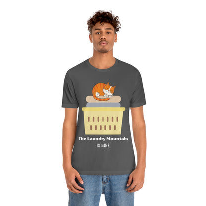 Ginger Orange Tabby Cat on Laundry - The Laundry Mountain is Mine Funny T-shirt - Unisex Jersey Short Sleeve Tee