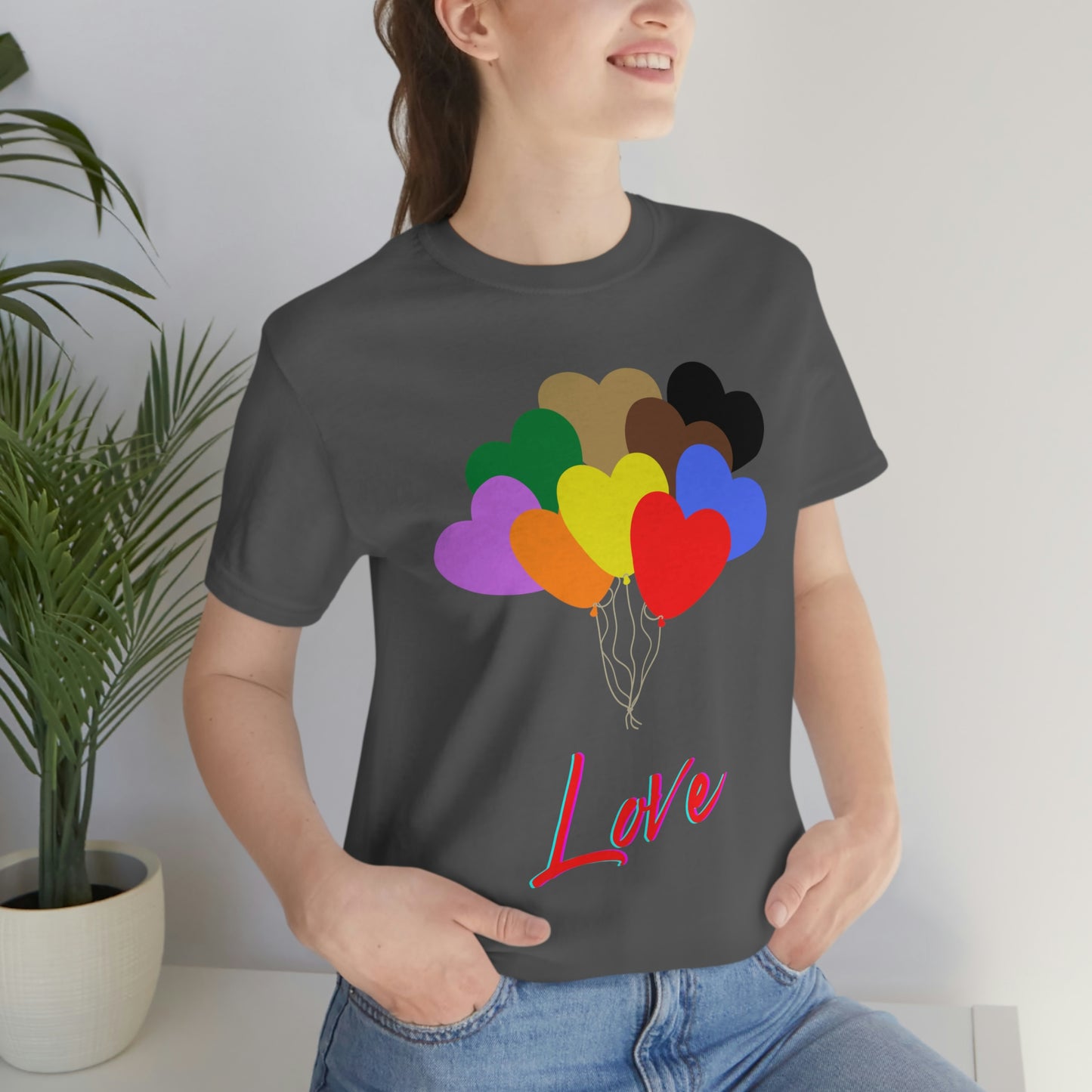 Love Rainbow Heart Balloons - Unisex Jersey Short Sleeve Tee