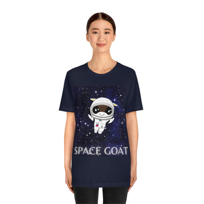 Space Goat T-shirt, Funny Goat in Space, Astronaut Goat Unisex Jersey Short Sleeve Tee