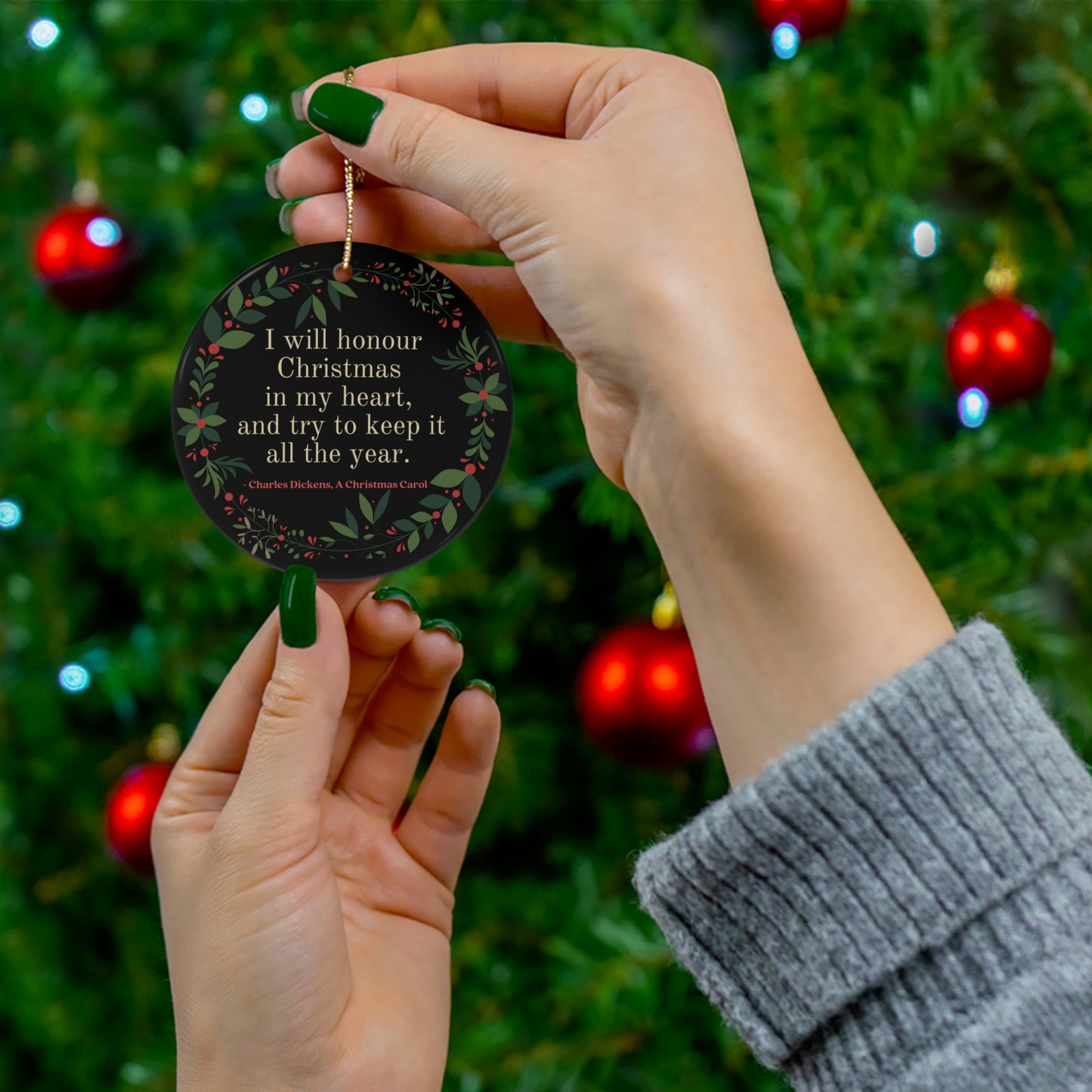 Christmas Ornament with Charles Dickens A Christmas Carol Literary Quote