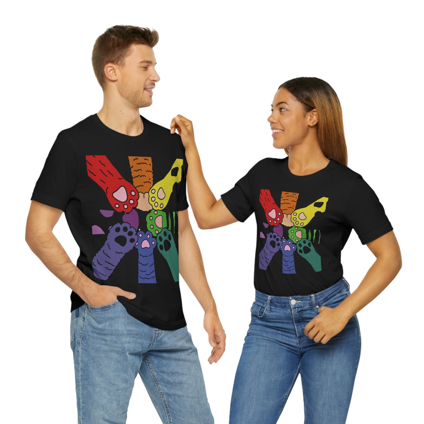 Rainbow Cat Paws T-shirt, Pride and Unity Tee - Unisex Jersey Short Sleeve Tee