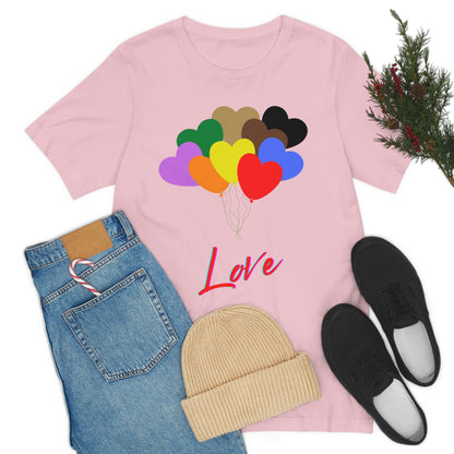 Love Rainbow Heart Balloons - Unisex Jersey Short Sleeve Tee