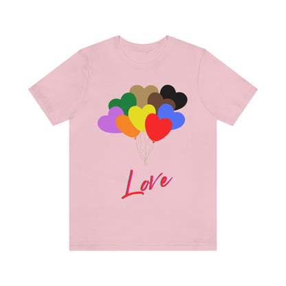 Love Rainbow Heart Balloons - Unisex Jersey Short Sleeve Tee