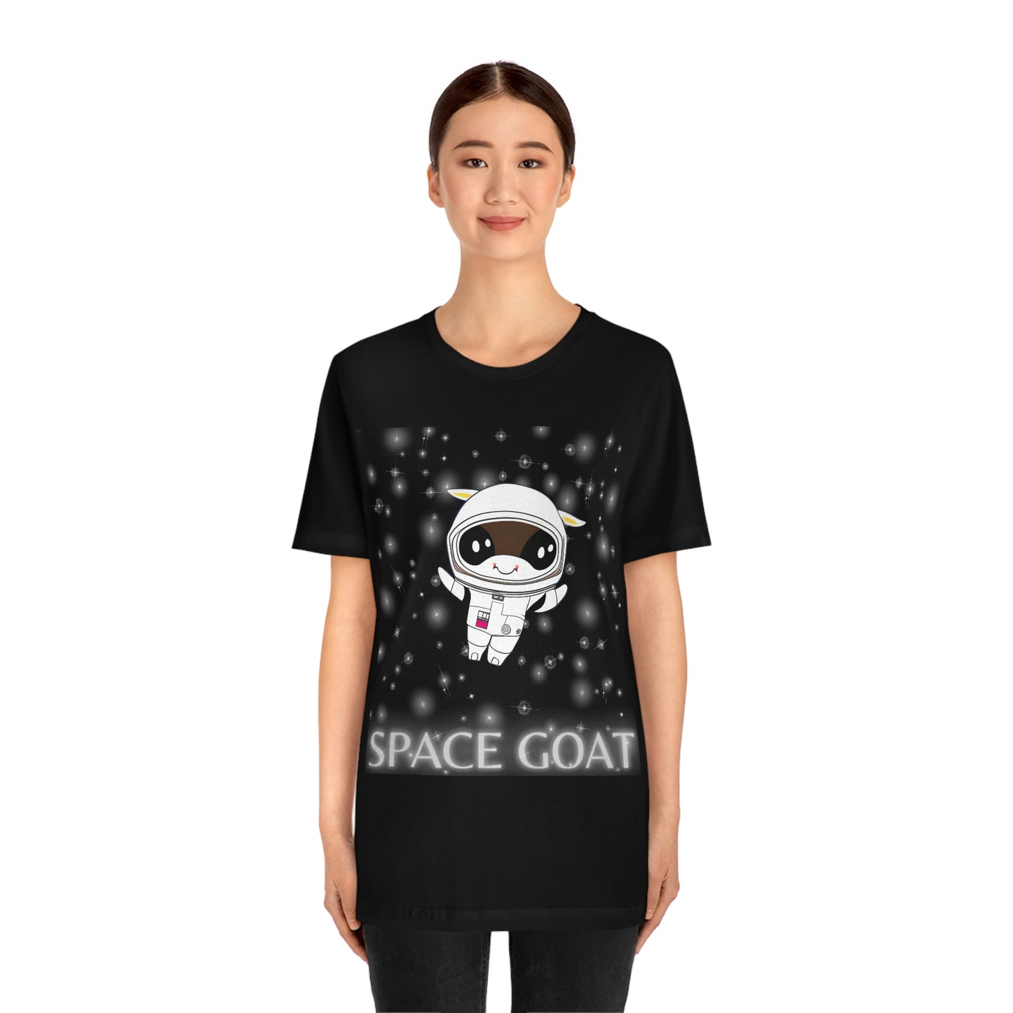 Space Goat T-shirt, Funny Goat in Space, Astronaut Goat Unisex Jersey Short Sleeve Tee