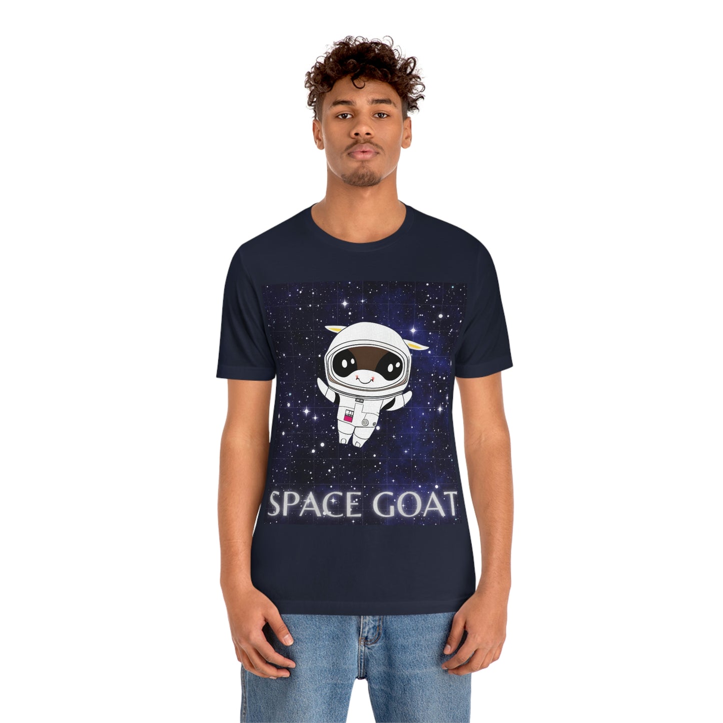 Space Goat T-shirt, Funny Goat in Space, Astronaut Goat Unisex Jersey Short Sleeve Tee