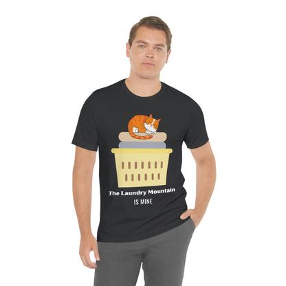 Ginger Orange Tabby Cat on Laundry - The Laundry Mountain is Mine Funny T-shirt - Unisex Jersey Short Sleeve Tee