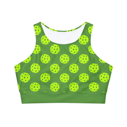 Pickleball Sports Bra, Cropped Tank, Fully Lined, Padded Sports Bra, Green