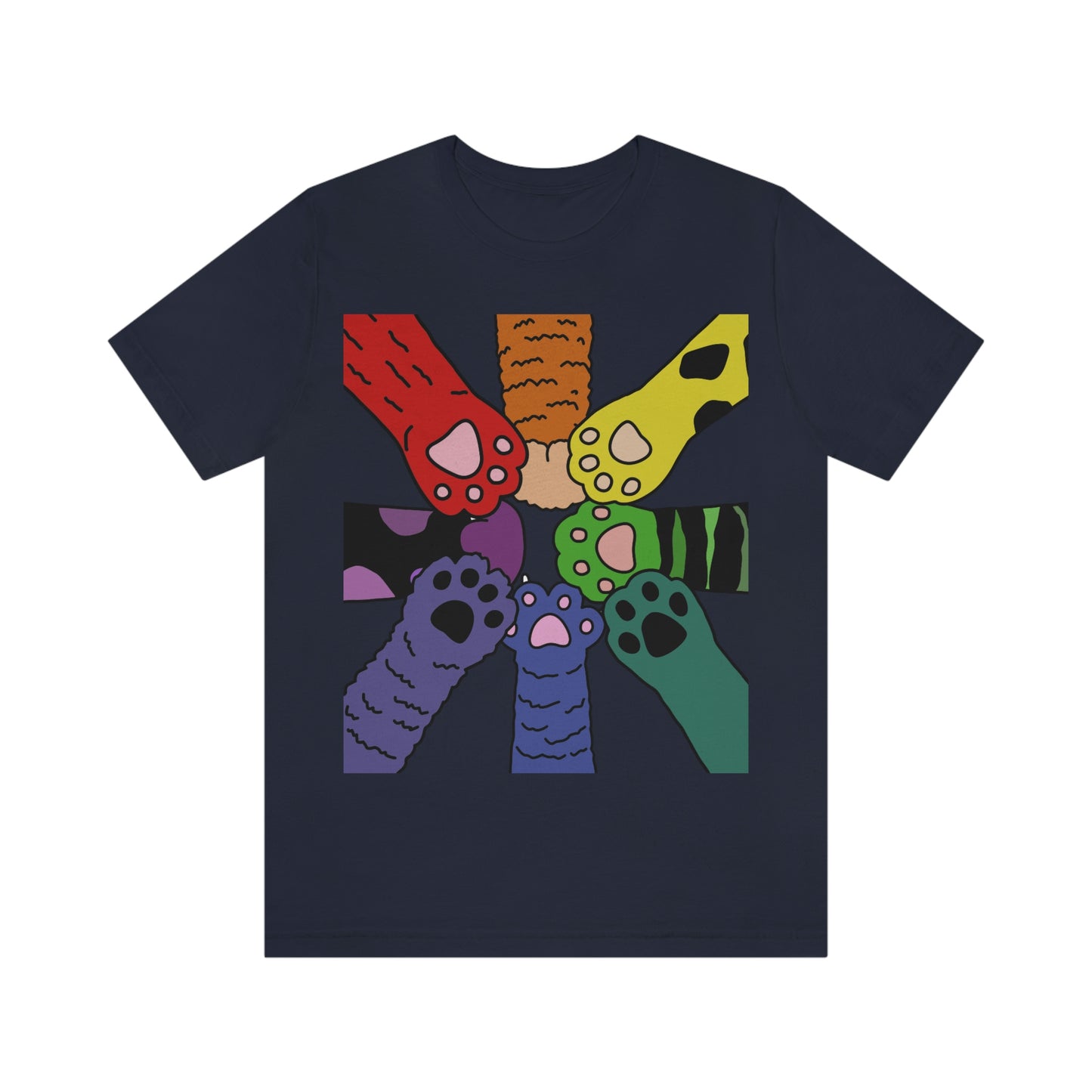 Rainbow Cat Paws T-shirt, Pride and Unity Tee - Unisex Jersey Short Sleeve Tee