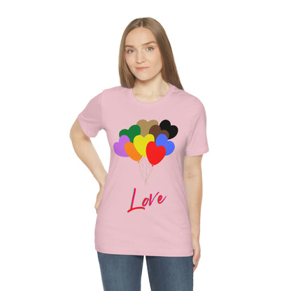 Love Rainbow Heart Balloons - Unisex Jersey Short Sleeve Tee