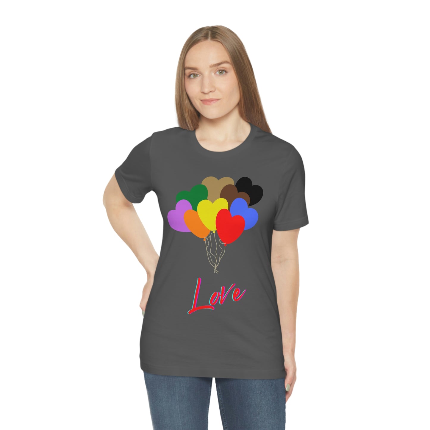 Love Rainbow Heart Balloons - Unisex Jersey Short Sleeve Tee