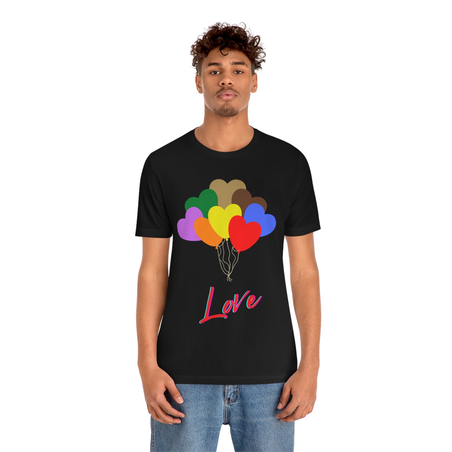 Love Rainbow Heart Balloons - Unisex Jersey Short Sleeve Tee