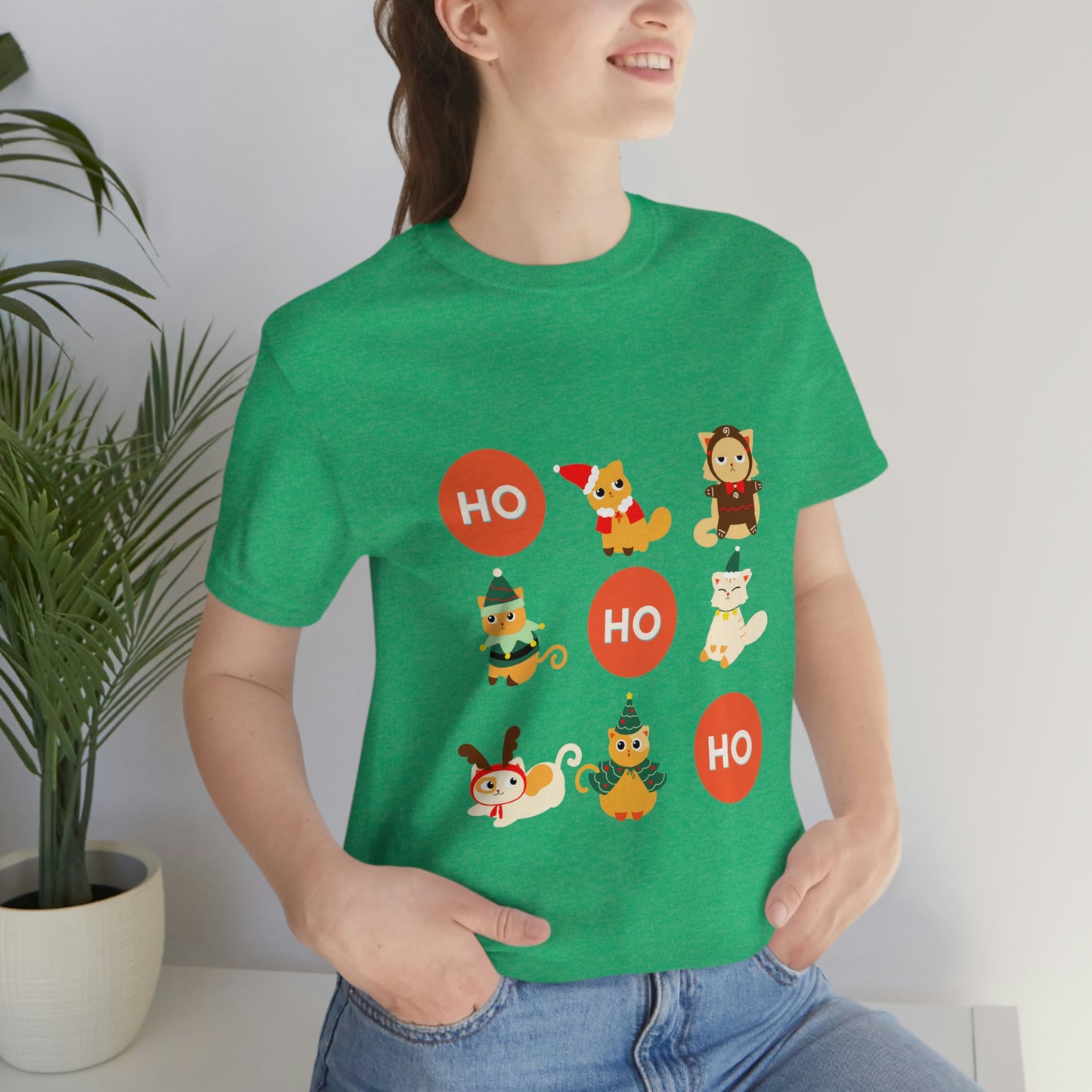 Christmas Kitties - Ho-Ho-Ho Holiday Cat T-shirt - Unisex Jersey Short Sleeve Tee