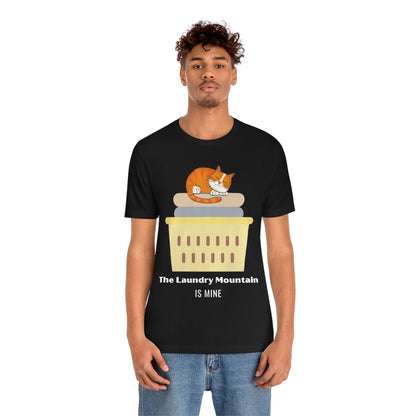 Ginger Orange Tabby Cat on Laundry - The Laundry Mountain is Mine Funny T-shirt - Unisex Jersey Short Sleeve Tee