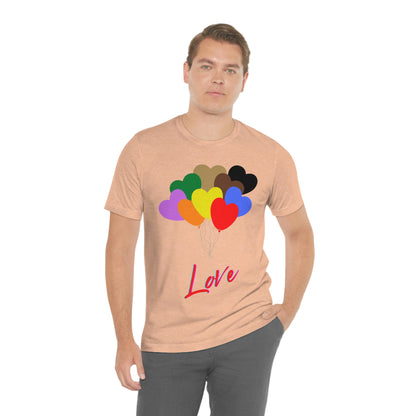 Love Rainbow Heart Balloons - Unisex Jersey Short Sleeve Tee