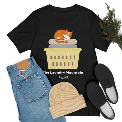 Ginger Orange Tabby Cat on Laundry - The Laundry Mountain is Mine Funny T-shirt - Unisex Jersey Short Sleeve Tee