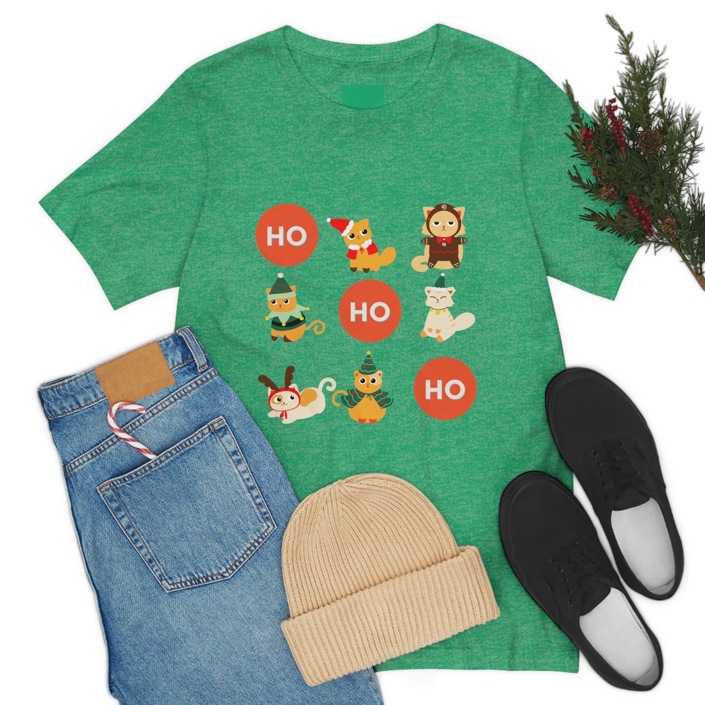 Christmas Kitties - Ho-Ho-Ho Holiday Cat T-shirt - Unisex Jersey Short Sleeve Tee