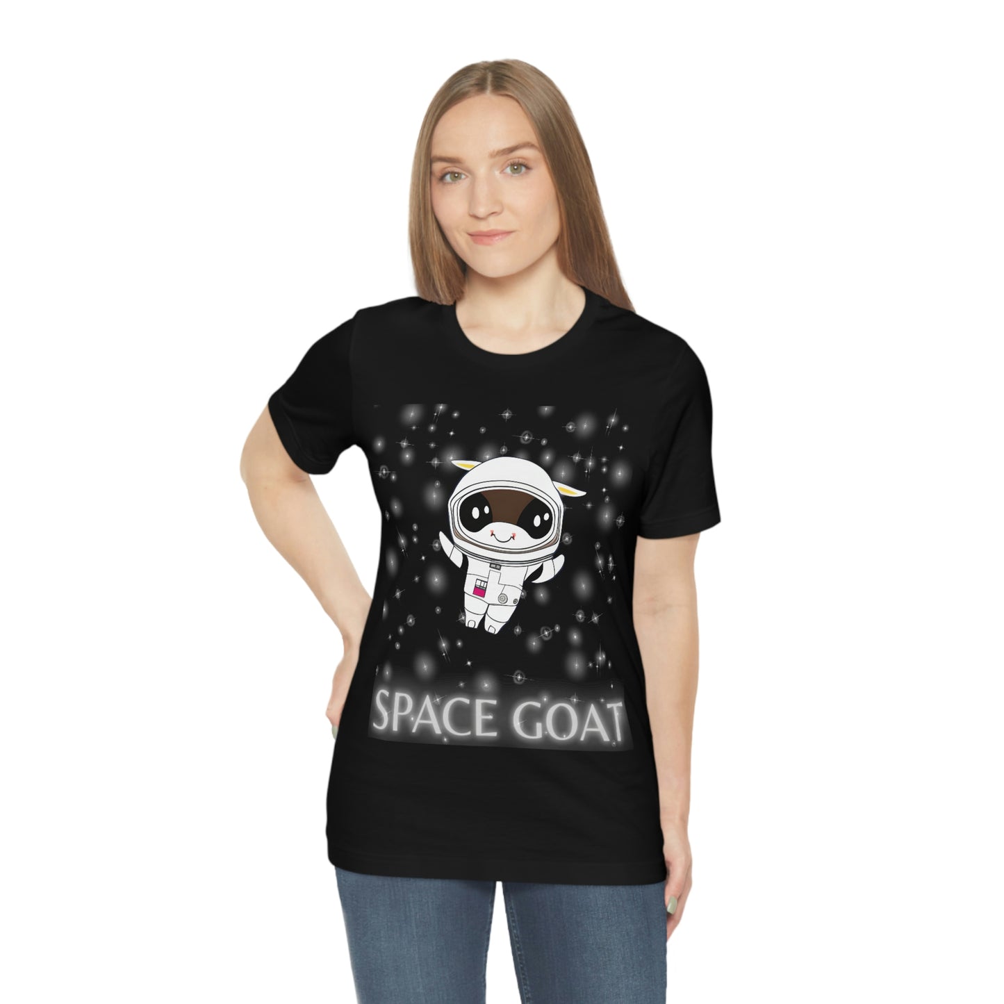 Space Goat T-shirt, Funny Goat in Space, Astronaut Goat Unisex Jersey Short Sleeve Tee