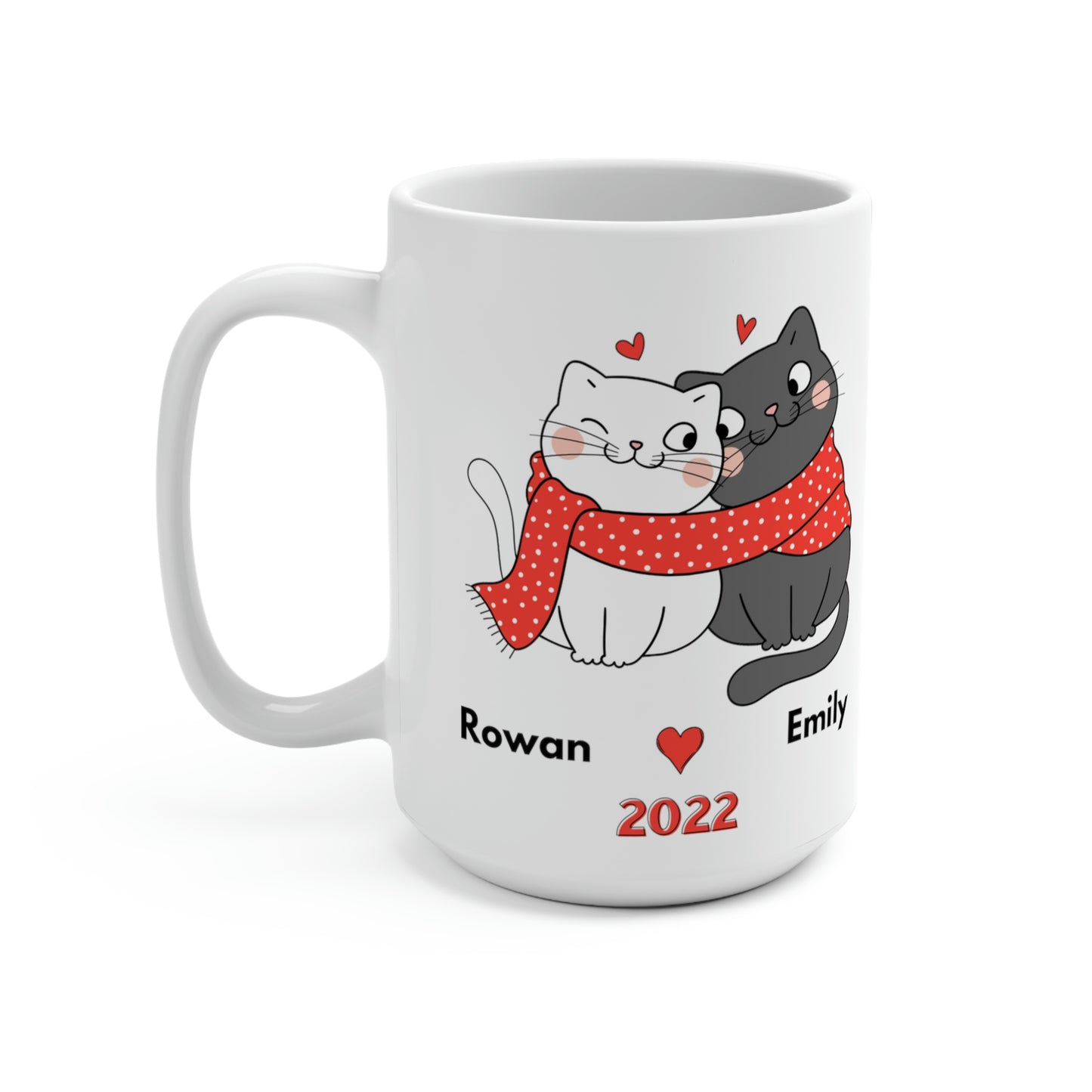 Personalized Cat Couple Mug 15oz, Customized Cute Couple Gift, Anniversary Mug