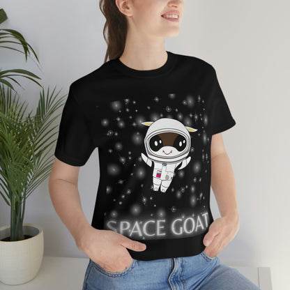 Space Goat T-shirt, Funny Goat in Space, Astronaut Goat Unisex Jersey Short Sleeve Tee