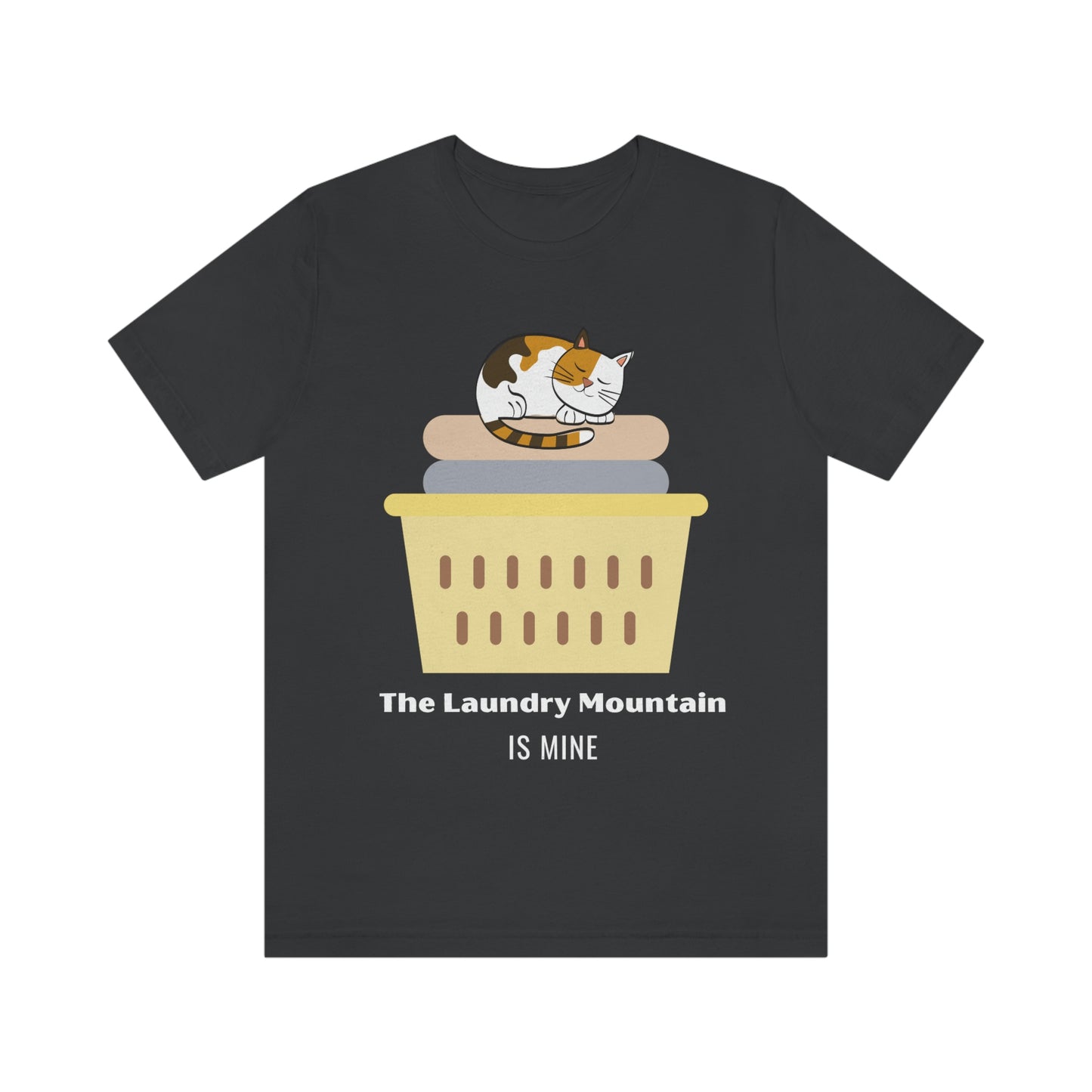 Calico Cat on Laundry - The Laundry Mountain is Mine Funny T-shirt - Unisex Jersey Short Sleeve Tee