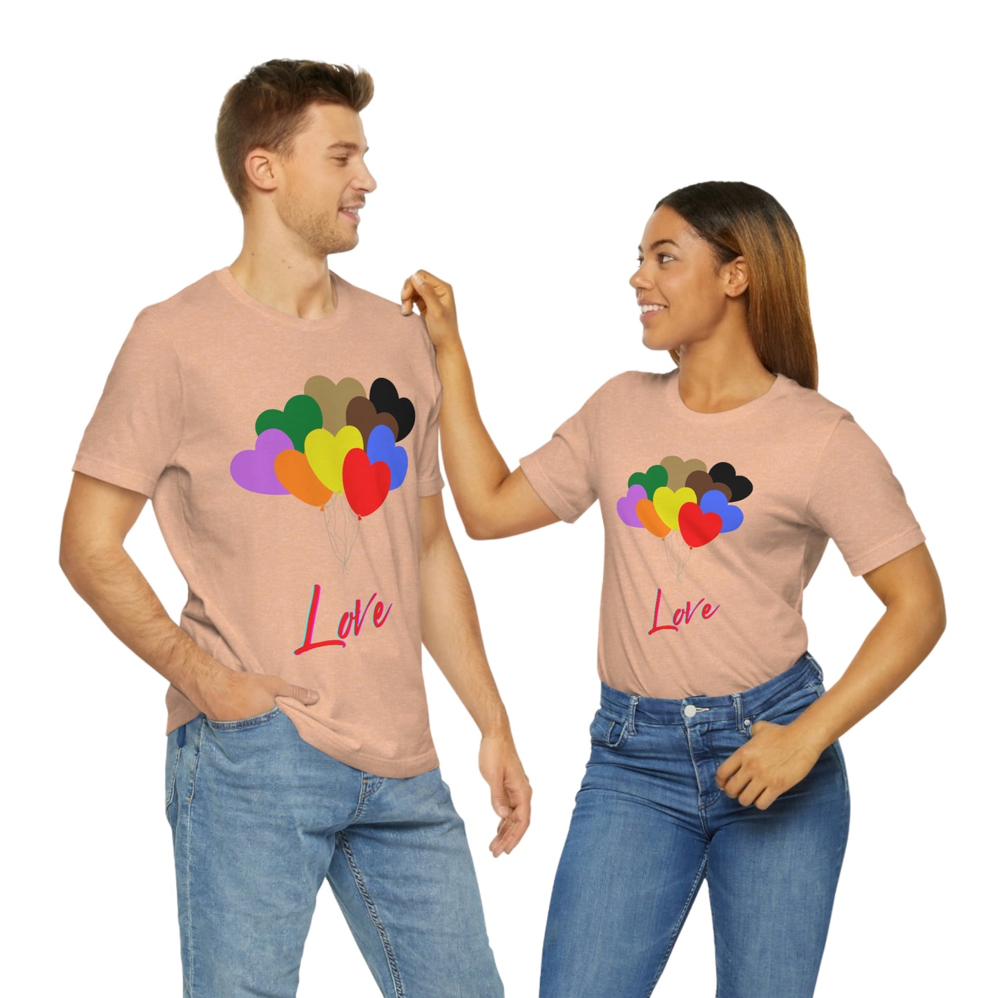 Love Rainbow Heart Balloons - Unisex Jersey Short Sleeve Tee