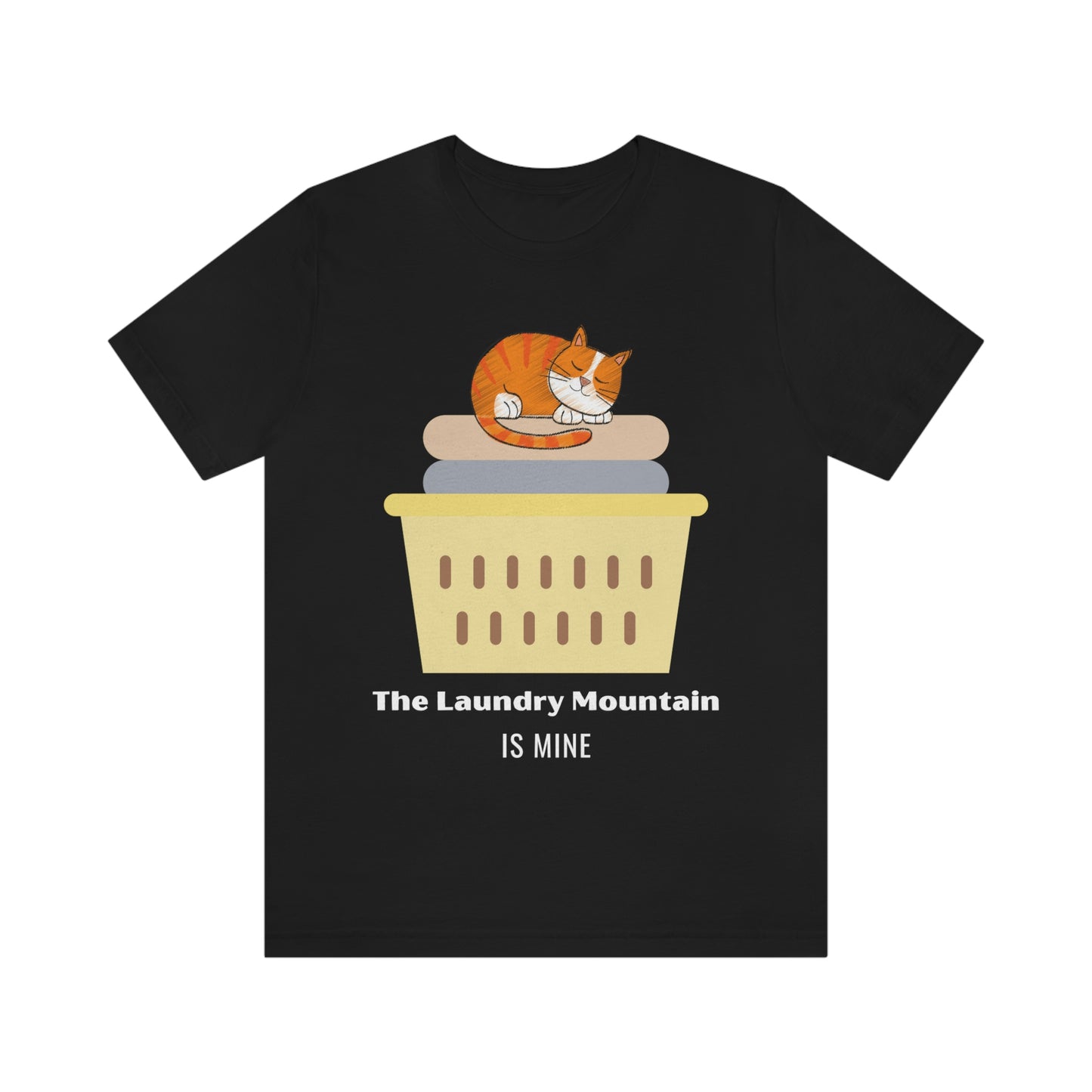 Ginger Orange Tabby Cat on Laundry - The Laundry Mountain is Mine Funny T-shirt - Unisex Jersey Short Sleeve Tee