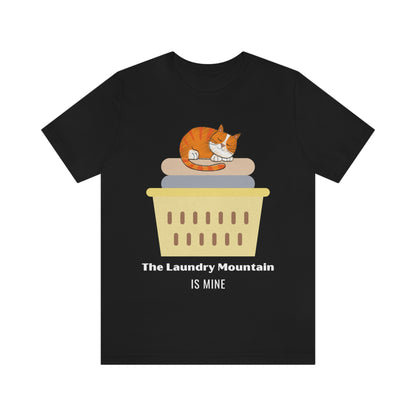 Ginger Orange Tabby Cat on Laundry - The Laundry Mountain is Mine Funny T-shirt - Unisex Jersey Short Sleeve Tee