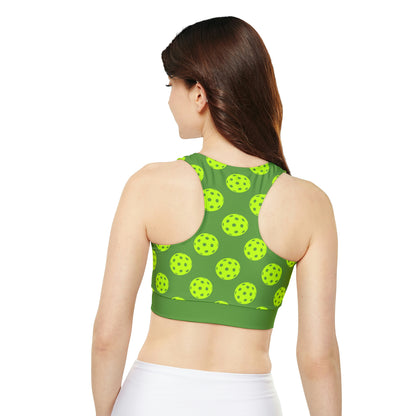 Pickleball Sports Bra, Cropped Tank, Fully Lined, Padded Sports Bra, Green