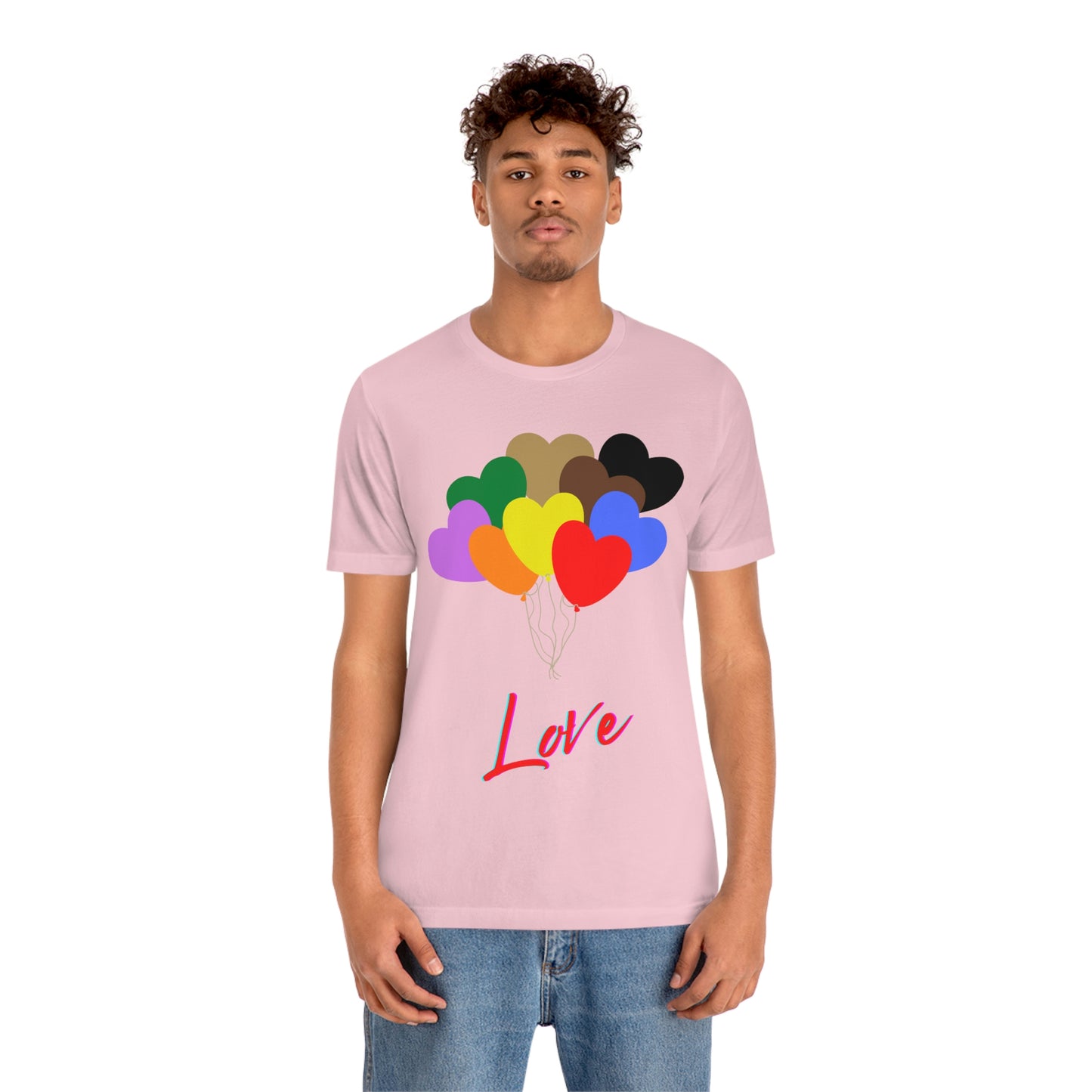 Love Rainbow Heart Balloons - Unisex Jersey Short Sleeve Tee